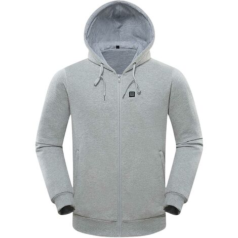 Deckon Unisexe Homme Capuche Amovible Veste Chauffante Polaire Imperméable Chauffage Manteau Résistant À L'usure Shell Électrique Parka Survêtement - Gris 2 XX Large