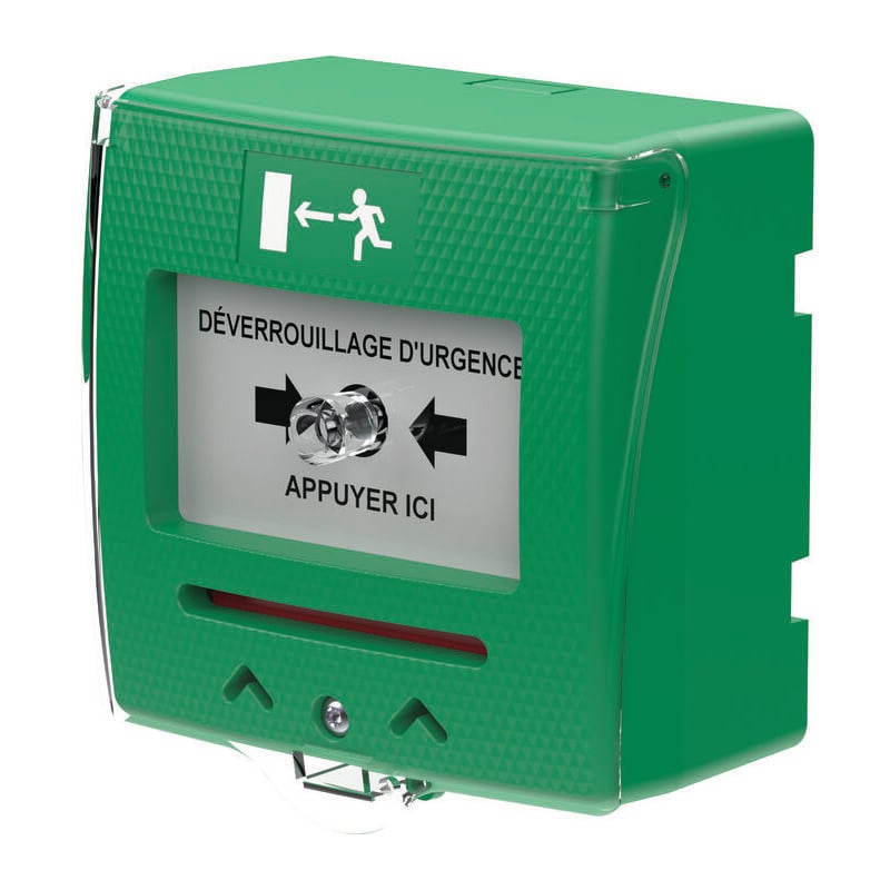 Sewosy - Déclencheur manuel pour issues de secours SHOKV1 - 1 Contact - Vert