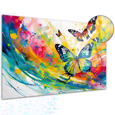 DECLINA, Tableau plexiglas déco abstrait Papillons colorés