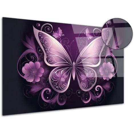 DECLINA, Tableau plexiglas Fleurs et papillons