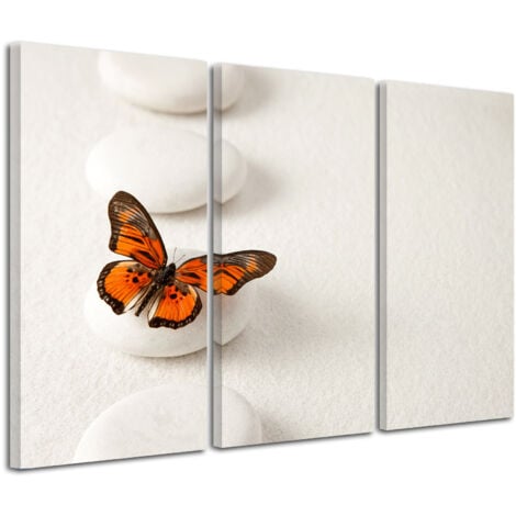 DECLINA, Tableau toile imprimée Zen, Tableau imprimé Jardin Zen & Papillon, 90x60 cm