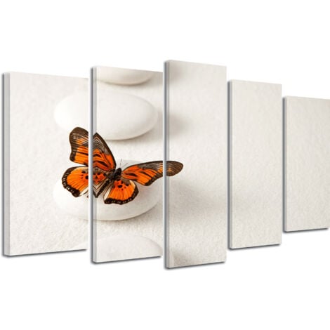 DECLINA, Tableau toile imprimée Zen, Tableau quintyque zen papillon, 150x80 cm