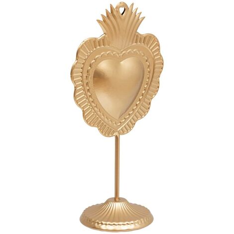 Déco à poser Coeur sur pied en métal doré H 35 cm - Atmosphera