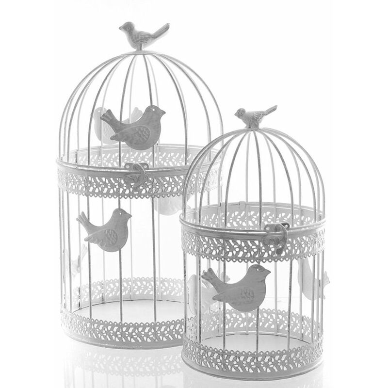 Déco Cage à oiseaux Set de 2 - Couleur : blanc