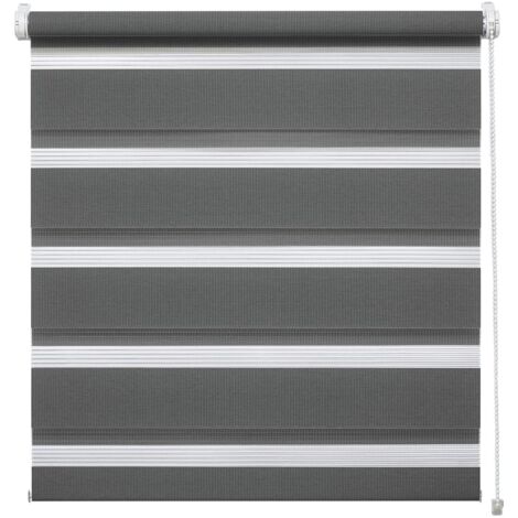 Deco Company, Tenda a Rullo Doppia a Incastro, Con Catenella Laterale e Installabile Senza Forare, Bande Trasparenti e Opache, Materiale di Montaggio Incluso, Poliestere, Antracite, 45 x 150 cm