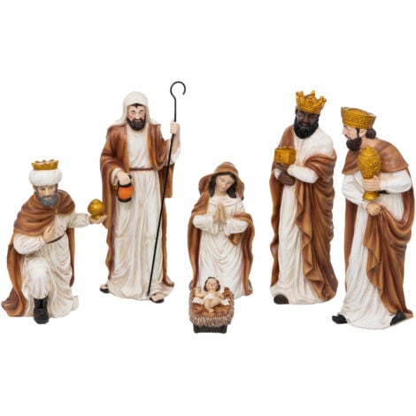 FÉÉRIC LIGHTS AND CHRISTMAS Déco de Crèche de Noël Set de 6 Santons en résine H 33 cm - Feeric Christmas