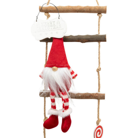 Déco de Noël à suspendre 2 Gnomes rouges sur une échelle H 115 cm - Feeric Christmas