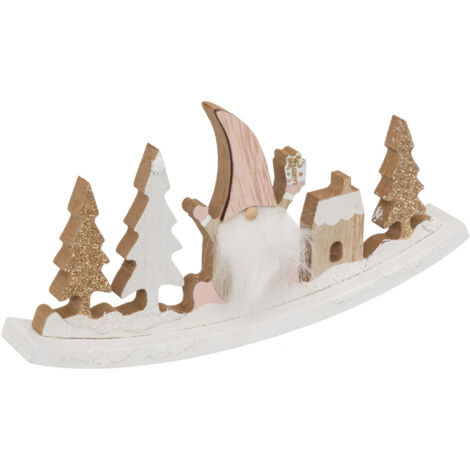 Déco de Noël Bascule Gnome et Sapin en bois L 20 x H 10 cm - Feeric Christmas