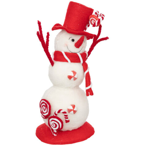 Déco de Noël Bonhomme de neige avec Bonbons Rouge et Blanc 25 x 15 x H 41 cm - Feeric Christmas