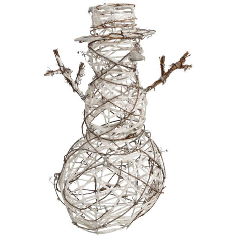 Déco de Noël Bonhomme de neige en Rotin et Métal H 40 cm - Feeric Christmas