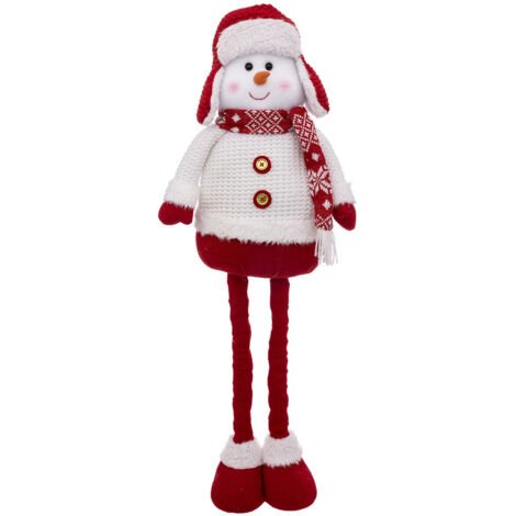 Déco de Noël Bonhomme de neige télescopique en habit rouge et blanc H maxi 78 cm - Feeric Christmas