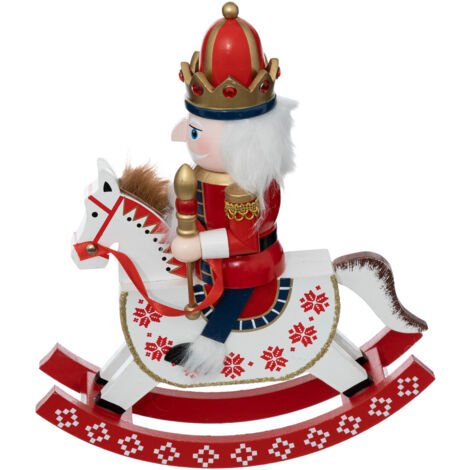 Déco de Noël Casse-Noisette sur Cheval à bascule H 29 cm - Feeric Christmas