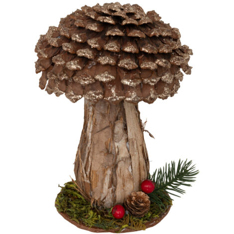Déco de Noël Champignon écorce pailleté H 18 cm - Feeric Christmas