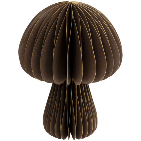 Déco de Noël Champignon en  papier plié marron avec liseré doré H 25 cm - Feeric Christmas