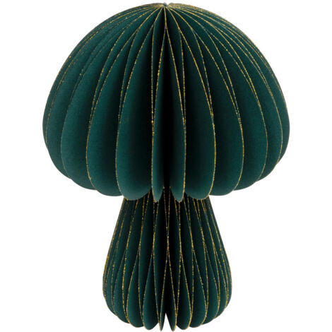 Déco de Noël Champignon en  papier plié vert avec liseré doré H 25 cm - Feeric Christmas