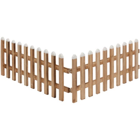 FÉÉRIC LIGHTS AND CHRISTMAS Déco de Noël Clôture en bois finition enneigé L 90 x H 20 cm - Feeric Christmas