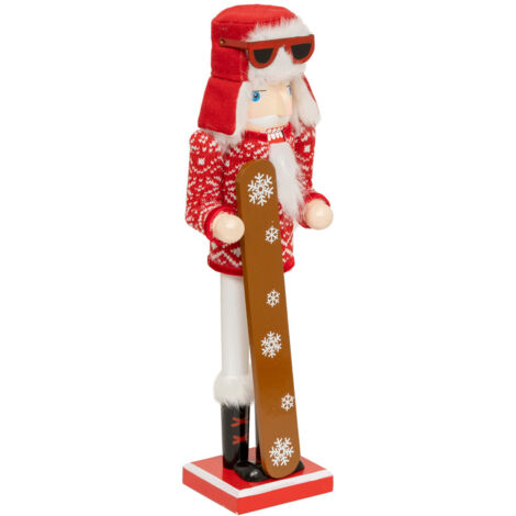 Déco de Noël Figurine Casse-Noisette Skieur H 38 cm - Feeric Christmas