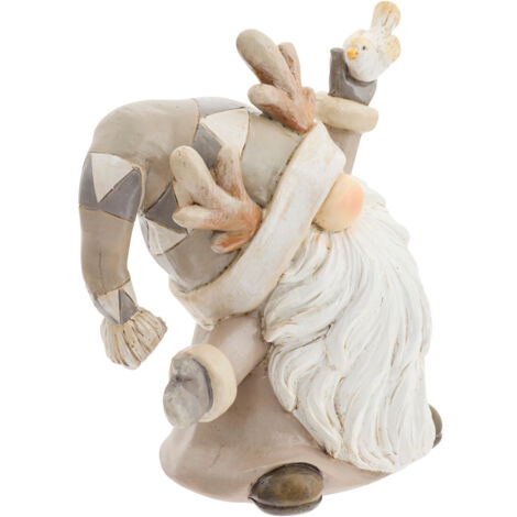 Déco de Noël Gnome en résine Beige et Blanc H 12.5 cm - Feeric Christmas