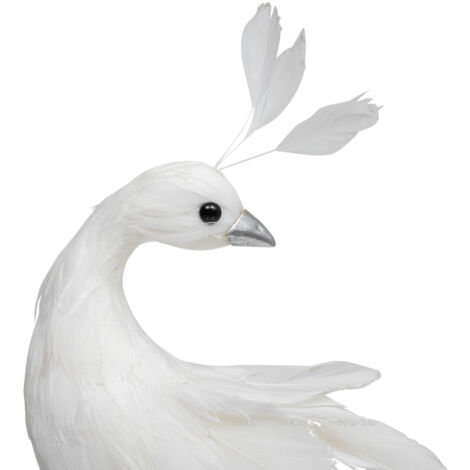 Déco de Noël Grand Paon blanc en plumes H 60 cm - Feeric Christmas