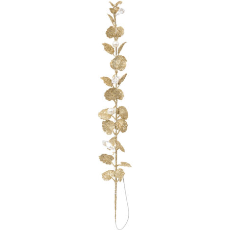 Déco de Noël Grande Feuille Dorée avec Perles H 43 cm - Feeric Christmas