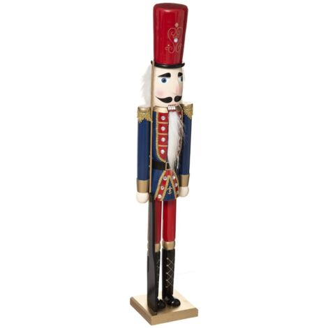 Déco de Noël Grande Figurine Casse Noisette en Bois Rouge H 106 cm - Feeric Christmas - Rouge