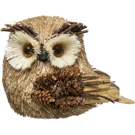 Déco de Noël Hibou et déco Pommes de pin H 15 cm - Feeric Christmas