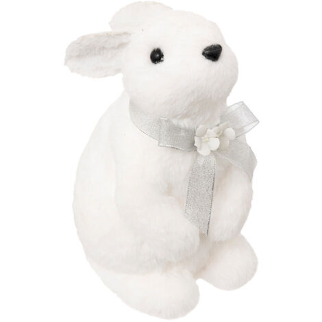 Déco de Noël Lapin avec noeud Argenté H 25 cm - Feeric Christmas