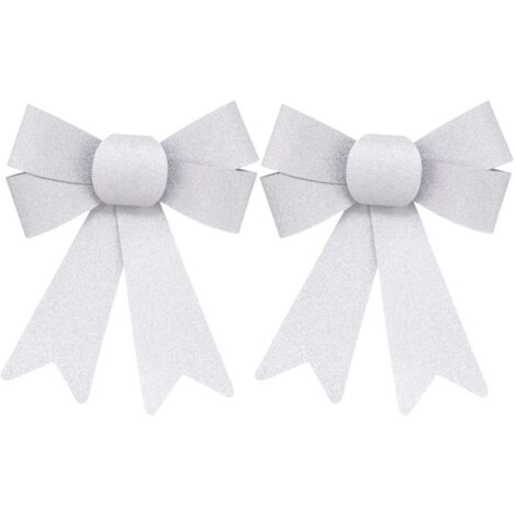 Déco de Noël Lot de 2 Noeuds Argent pailleté 14 x 18 cm - Feeric Christmas