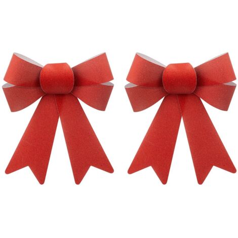Déco de Noël Lot de 2 Noeuds Rouge pailleté 14 x 18 cm - Feeric Christmas