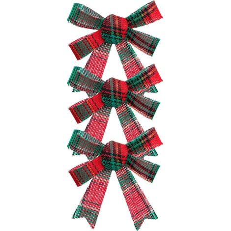 Déco de Noël Lot de 3 Noeuds Rouge et Vert 10 x 12 cm - Feeric Christmas