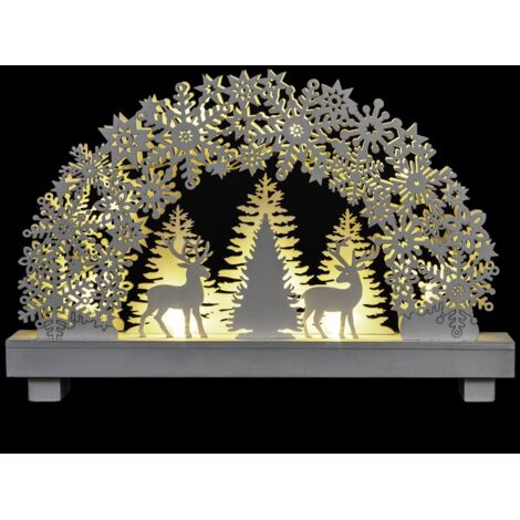 Déco de Noël Lumineuse Village en bois 8 Led Blanc Chaud - Feeric Christmas