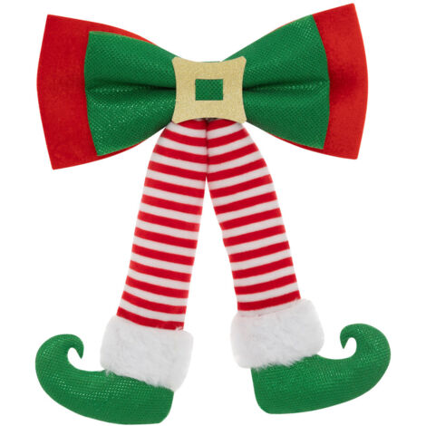 Déco de Noël Noeud Lutin Vert et Rouge 24 x 32 cm - Feeric Christmas