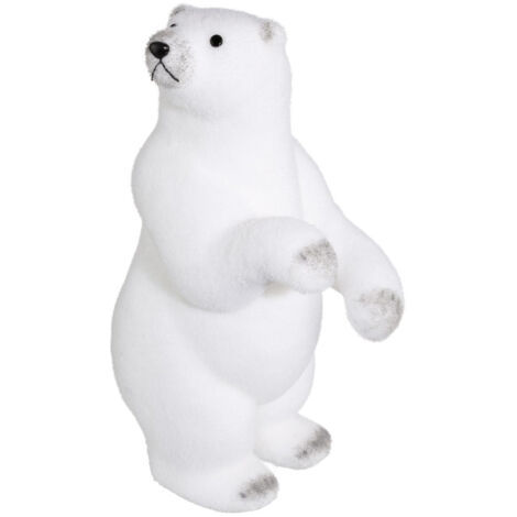 Déco de Noël Ours Blanc debout floqué Blanc H 50 cm - Feeric Christmas