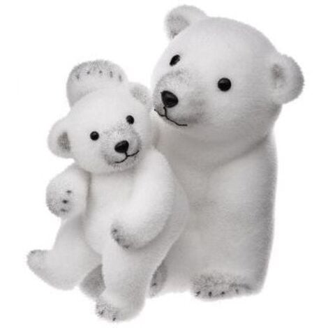 HOMEMAISON Statue décorative en résine de deux ours polaires debout – Figurine Mama Ours avec Ourson de 30 cm, Atmosphera Créateur d'Intérieur