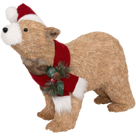 Déco de Noël Ours Marron avec Bonnet Rouge L 54 cm - Feeric Christmas