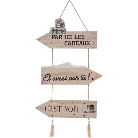 Déco de Noël Pancarte en bois à suspendre H 50 cm - Feeric Christmas