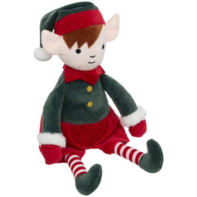 Déco de Noël Peluche Lutin Vert et Rouge h 35 cm - Feeric Christmas