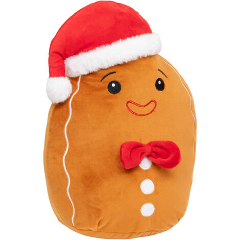 Déco de Noël Peluche Pain d'épice marron et rouge H 36 cm - Feeric Christmas