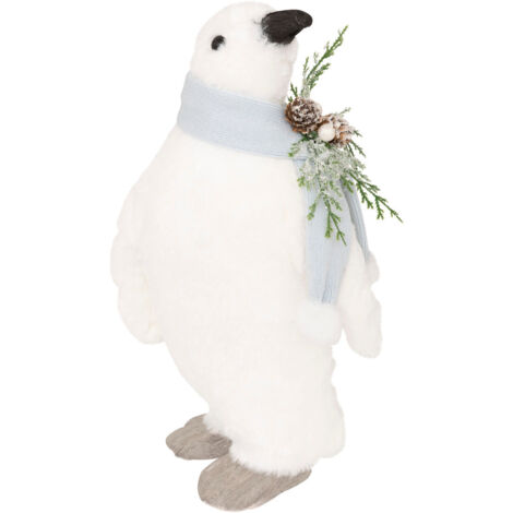 Déco de Noël Pingouin Blanc avec écharpe bleue H 38 cm - Feeric Christmas