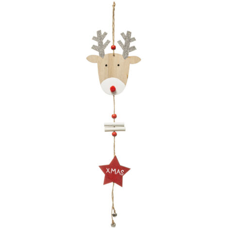 Déco de Noël Renne avec déco en Bois H 45 cm - Feeric Christmas