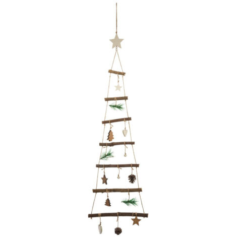 Déco de Noël Sapin à suspendre en bois avec déco H 75 cm - Feeric Christmas