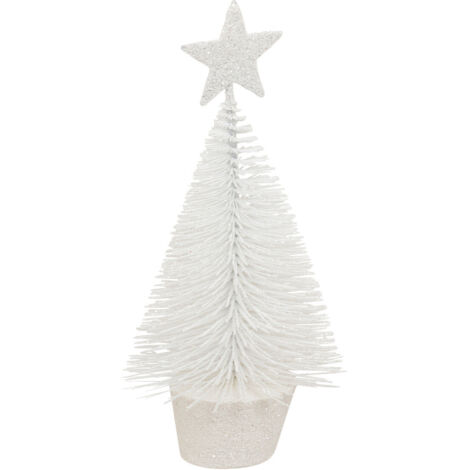 Déco de Noël Sapin de table Blanc à Paillettes H 14 cm - Feeric Christmas