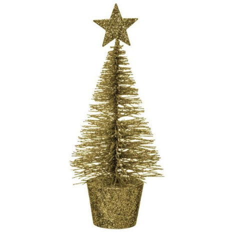 Déco de Noël Sapin de Table OR à Paillettes H 14 cm - Feeric Christmas