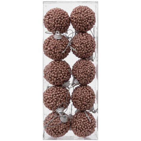 Déco de Sapin Kit 10 Boules de Noël  D 4 cm Bille Rose pailleté - Feeric Christmas