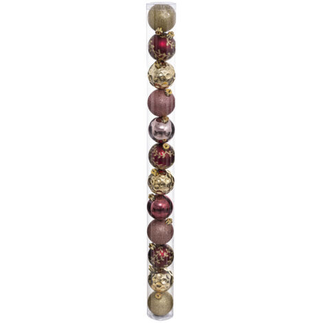 Déco de sapin Lot de 12 Boules de Noël D 6 cm - Rose et Or - Feeric Christmas
