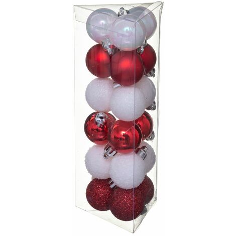 Déco de sapin Lot de 18 Boules de Noël D 3 cm - Blanc et Rouge - Feeric Christmas