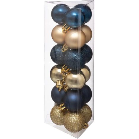 Déco de sapin Lot de 18 Boules de Noël D 3 cm - Bleu et Champagne - Feeric Christmas