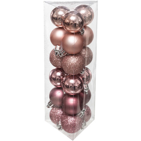 Déco de sapin Lot de 18 Boules de Noël  D 3 cm - Rose - Feeric Christmas