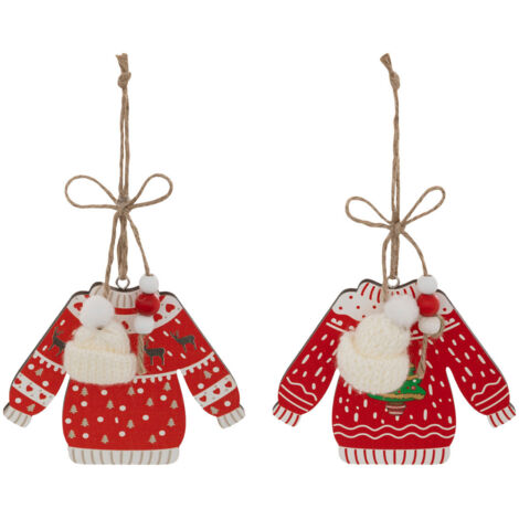 Déco de sapin Lot de 2 Pulls de Noël rouge - Feeric Christmas