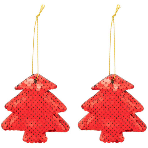 Déco de sapin Lot de 2 Sapins avec sequins rouge - Feeric Christmas